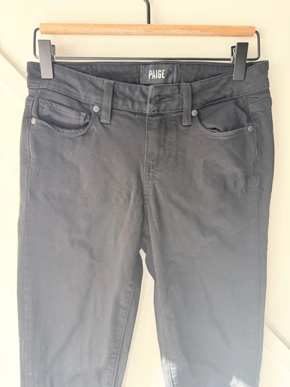 PAIGE Verdugo Crop Black Skinny Jeans Size 26| 90s Minimal Mid Rise Ankle Zip - Picture 5 of 16